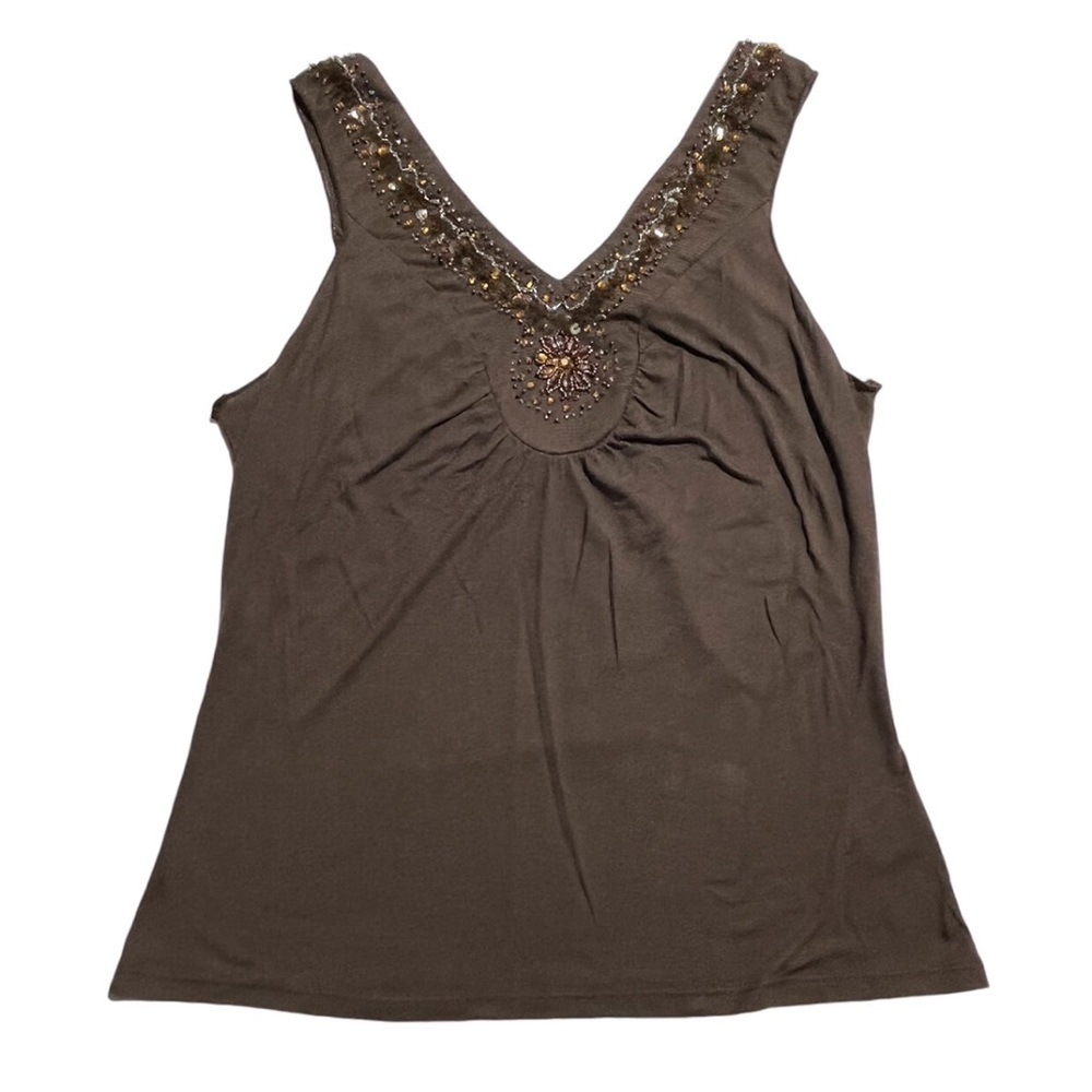 Y2K Vintage George brown beaded tank top M/L